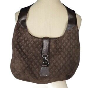 Patrick Cox Shoulder Bag Signature Leather Suede Chocolate Brown Made in Italy